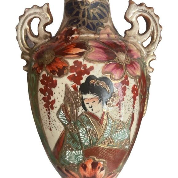 Vintage Vintage Satsuma Style Ornate Japanese Vase 10” - Picture 6 of 13